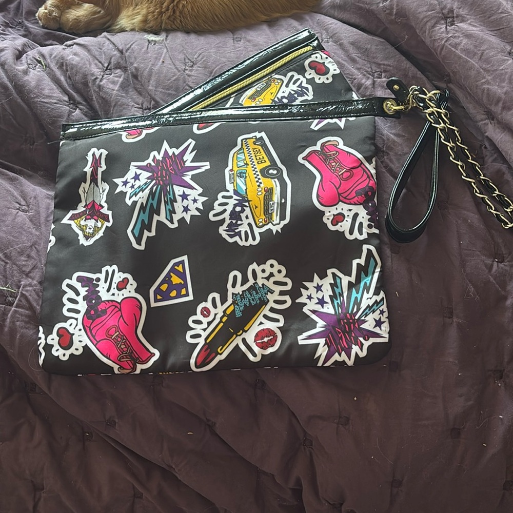 Betsey Johnson Black Multi-Color Graphic Crossbody Bag - Picture 4 of 12